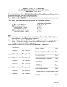 KENNESAW STATE UNIVERSITY GRADUATE COURSE PROPOSAL OR REVISION, Cover Sheet