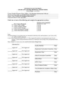 GRADUATE COURSE PROPOSAL OR REVISION, Cover Sheet