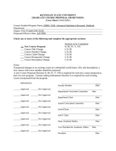 KENNESAW STATE UNIVERSITY GRADUATE COURSE PROPOSAL OR REVISION, Cover Sheet