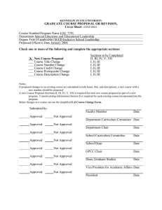 GRADUATE COURSE PROPOSAL OR REVISION, Cover Sheet  Course Number/Program Name EXC 7791