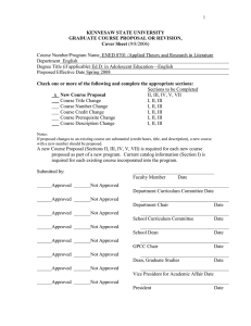 Course Number/Program Name  ENED 8701 /Applied Theory and Research... Department  English Degree Title (if applicable) Ed.D. in Adolescent Education—English