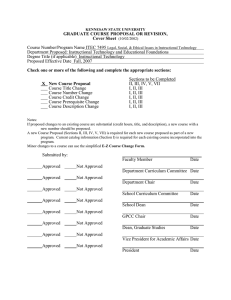GRADUATE COURSE PROPOSAL OR REVISION, Cover Sheet  Course Number/Program Name ITEC 7495