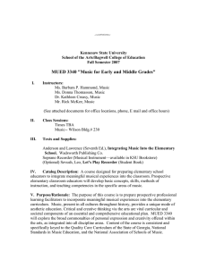 MUED 3340 &#34;Music for Early and Middle Grades&#34;