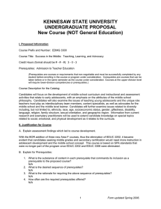 KENNESAW STATE UNIVERSITY UNDERGRADUATE PROPOSAL  New Course (NOT General Education)