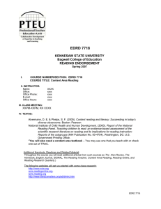 EDRD 7718  KENNESAW STATE UNIVERSITY Bagwell College of Education
