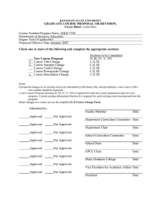 GRADUATE COURSE PROPOSAL OR REVISION, Cover Sheet