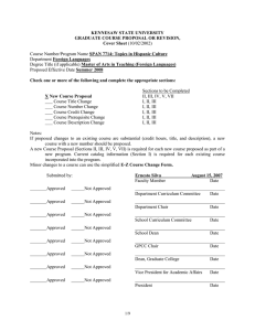 KENNESAW STATE UNIVERSITY GRADUATE COURSE PROPOSAL OR REVISION, Cover Sheet