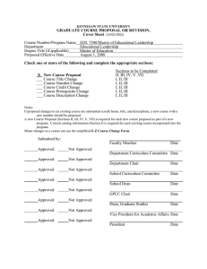 GRADUATE COURSE PROPOSAL OR REVISION, Cover Sheet