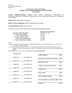 GRADUATE COURSE PROPOSAL OR REVISION, Cover Sheet  Course