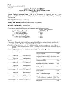 KENNESAW STATE UNIVERSITY GRADUATE COURSE PROPOSAL OR REVISION, Cover Sheet