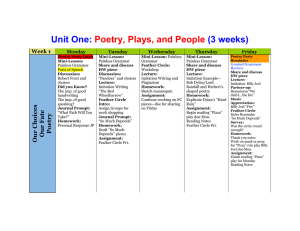 Unit One: (3 weeks)  Poetry, Plays, and People