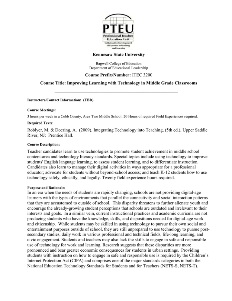 Kennesaw State University Course Prefix Number 