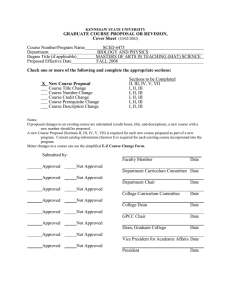 GRADUATE COURSE PROPOSAL OR REVISION, Cover Sheet
