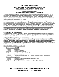 CALL FOR PROPOSALS 18th ANNUAL GEORGIA CONFERENCE ON COLLEGE &amp; UNIVERSITY TEACHING