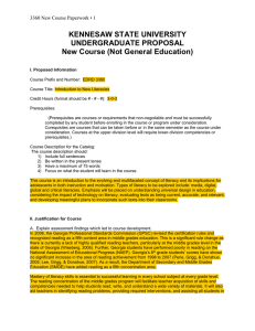 KENNESAW STATE UNIVERSITY UNDERGRADUATE PROPOSAL  New Course (Not General Education)