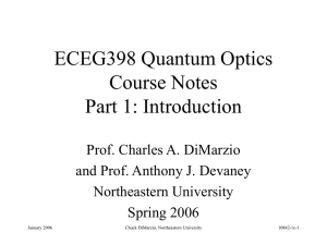 ECEG398 Quantum Optics Course Notes Part 1: Introduction Prof. Charles A. DiMarzio