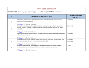 NJDOE MODEL CURRICULUM CORRESPONDING # STUDENT LEARNING OBJECTIVES