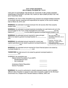 A BYLAW TO AUTHORIZE THE RATES OF TAXATION TO BE... ASSESSABLE PROPERTY WITHIN THE TOWN OF NEW SAMPLEFORD FOR THE