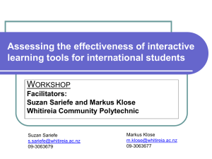 Assessing the effectiveness of interactive learning tools for international students W ORKSHOP
