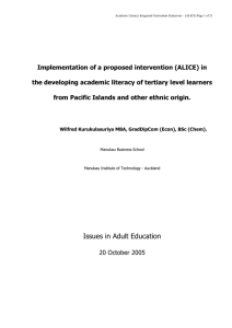 Implementation of a proposed intervention (ALICE) in