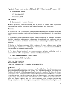 Agenda for Faculty Senate meeting at 3:30 pm in KSUC... January 2016 1.  Acceptance of Minutes