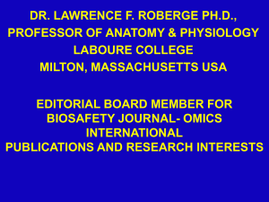DR. LAWRENCE F. ROBERGE PH.D., PROFESSOR OF ANATOMY &amp; PHYSIOLOGY LABOURE COLLEGE