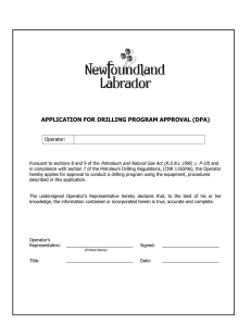 APPLICATION FOR DRILLING PROGRAM APPROVAL (DPA) Operator: