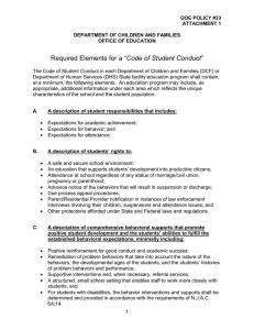 Code of Student Conduct Required Elements for a