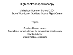 High contrast spectroscopy Michelson Summer School 2004 Topics