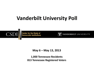 Vanderbilt University Poll May 6 – May 13, 2013 1,000 Tennessee Residents