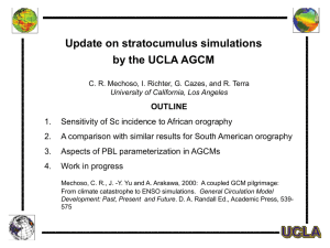 Update on stratocumulus simulations by the UCLA AGCM