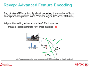 Recap: Advanced Feature Encoding Bag of Visual Words order statistics)