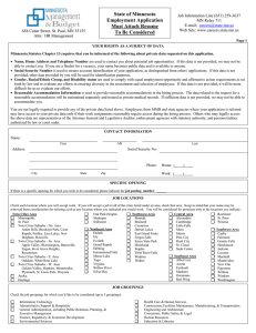 State of Minnesota Employment Application Must Attach Resume