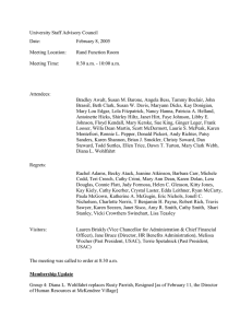 University Staff Advisory Council Date: February 8, 2005 Meeting Location: