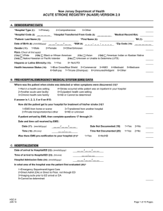 ACUTE STROKE REGISTRY (NJASR) VERSION 2.0 New Jersey Department of Health