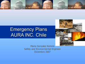 Emergency Plans AURA INC. Chile Mario Gonzalez Kemnis Safety and Environmental Engineer