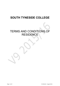 SOUTH TYNESIDE COLLEGE  TERMS AND CONDITIONS OF RESIDENCE