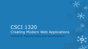 CSCI 1320 Creating Modern Web Applications Lecture 8: Requirements and Specifications