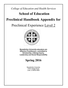 School of Education Preclinical Handbook Appendix for Preclinical Experience Level 2