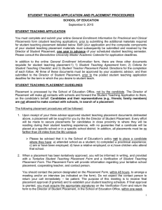 STUDENT TEACHING APPLICATION AND PLACEMENT PROCEDURES