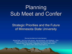 Planning Sub Meet and Confer Strategic Priorities and the Future