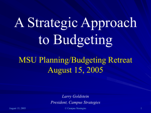 A Strategic Approach to Budgeting MSU Planning/Budgeting Retreat August 15, 2005