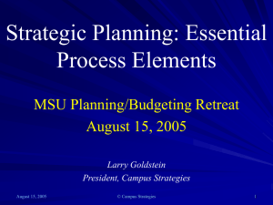 Strategic Planning: Essential Process Elements MSU Planning/Budgeting Retreat August 15, 2005