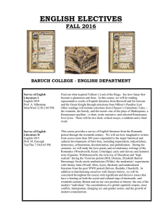 ENGLISH ELECTIVES FALL 2016  BARUCH COLLEGE - ENGLISH DEPARTMENT