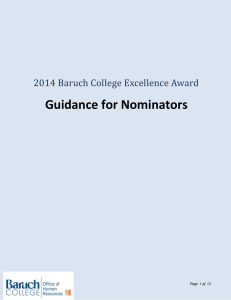 Guidance for Nominators  2014 Baruch College Excellence Award