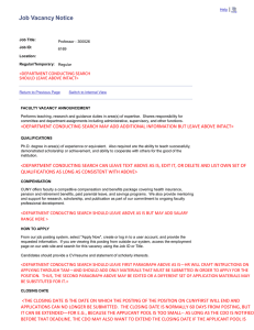 Job Vacancy Notice  | &lt;DEPARTMENT CONDUCTING SEARCH
