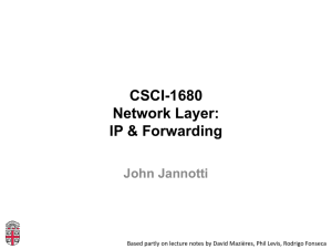 CSCI-1680 Network Layer: IP &amp; Forwarding John Jannotti