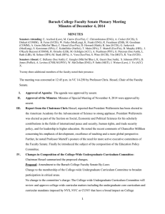 Baruch College Faculty Senate Plenary Meeting Minutes of December 4, 2014  MINUTES