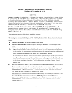 Baruch College Faculty Senate Plenary Meeting Minutes of November 6, 2014  MINUTES