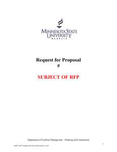 Request for Proposal #  SUBJECT OF RFP